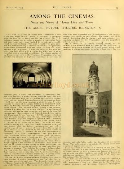 Among The Cinemas - An Article published in The Cinema News and Property Gazette, 26th of March 1913.