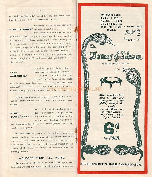London Hippodrome Programme 1909 