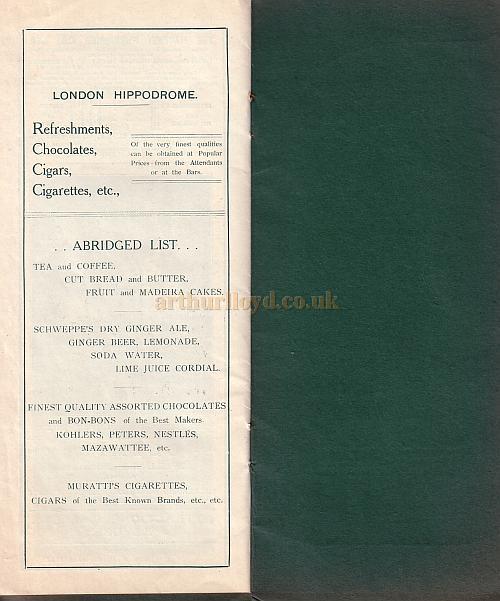 London Hippodrome Programme 1909 