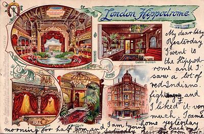 London Hippodrome Postcard sent from London to Dresden in 1903