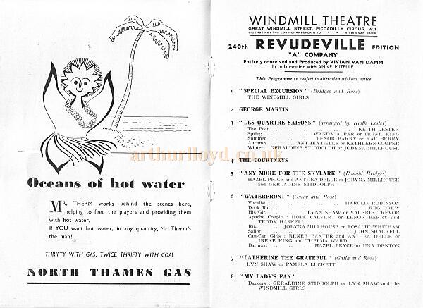 The Windmill Theatre 'Revudeville' Programme 1 - 1951