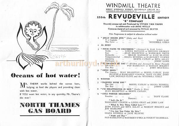 The Windmill Theatre 'Revudeville' Programme 3 - 1950