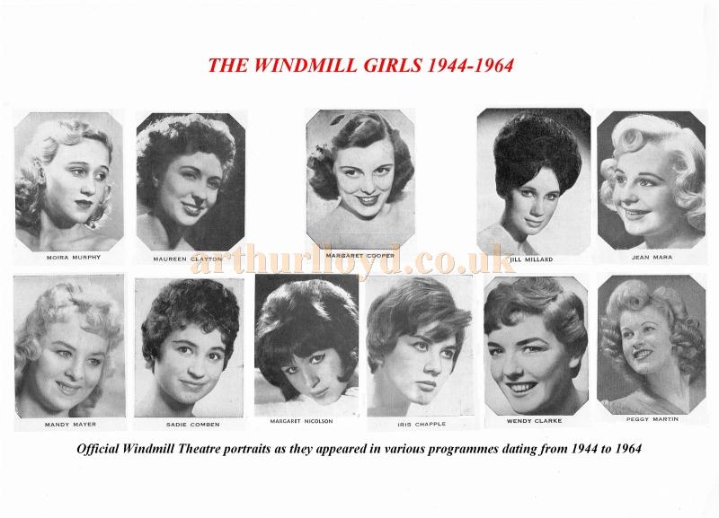 The Official Windmill Theatre portraits of the 2011 reunion Windmill Girls, by Kenneth H Bandy and Edgar Brind, as they appeared in various programmes dating from 1944 to 1964 - Courtesy Jill Millard Shapiro.