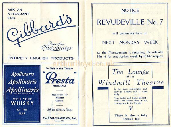 Early Revudeville programme (No.6) 9th of May 1932, just 3 months after Mrs. Laura Henderson introduced this new form of entertainment at the Windmill Theatre.