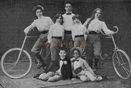 A "turn" at the Hippodrome. The Klein family trick cycle riders.