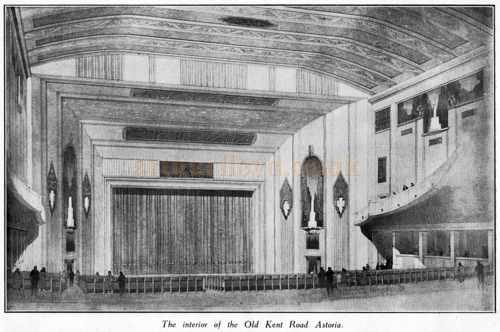 The Auditorium of the Old Kent Road Astoria - From The Opening Souvenir Programme for the Theatre.