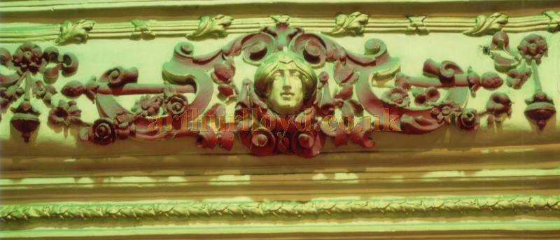 A detail of the plasterwork on the Circle Front of the Newtown Palace Theatre, Birmingham in 1980 - Courtesy Ted Bottle.