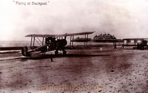 A postcard entitled 'Flying at Blackpool' also shows the South Pier and its Grand Pavilion - Courtesy Roy Cross.
