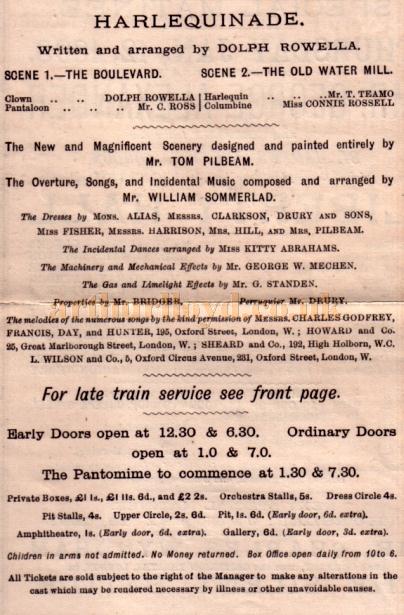 A programme for the pantomime 'Little Red Riding Hood' at the Theatre Royal, Brighton in 1892 / 1893