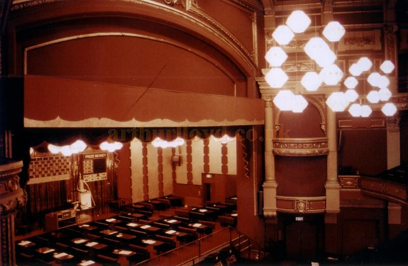 The stage and auditorium of the Burnley Empire whilst in use for Bingo in 1982 - Courtesy Ted Bottle