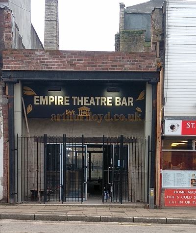 The former main entrance to the Burnley Empire in October 2018, here shown being renovated and used as a bar and cafe called The Empire Theatre Bar - Courtesy Philip Paine.