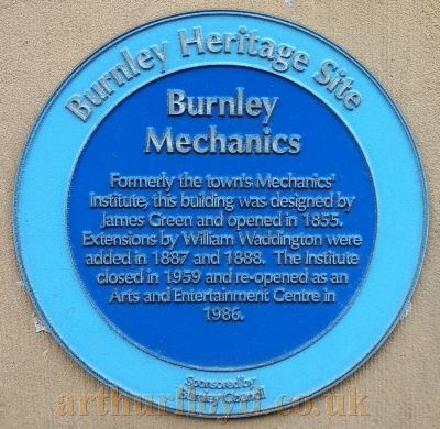 A Burnley Heritage Site Plaque situated on the Mechanics Theatre, photographed in October 2018 - Courtesy Philip Paine.