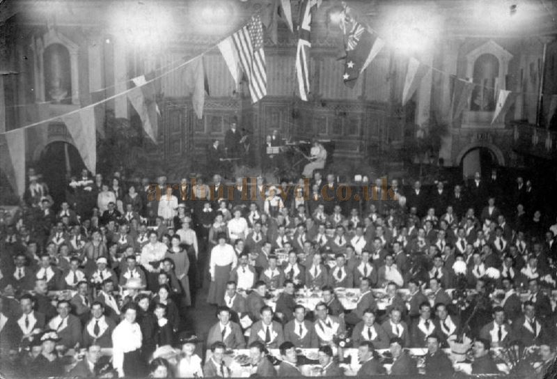 Wounded Soldiers Tea at the Palace Hippodrome Theatre, Burnley for armistice week, 1918 - Courtesy Mike Townend.