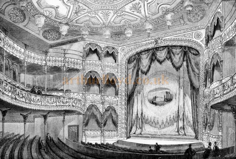 The Auditorium and Stage of J. T. Robinson's Royal Alexandra Theatre, Camden - From The Builder, May 17th 1873.
