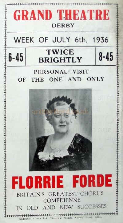 A Variety Programme for the Derby Grand including Florrie Ford in July 1936 - Courtesy Roy Cross.