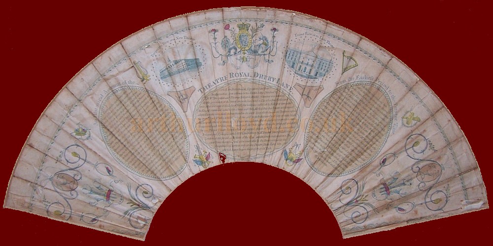 A Fan commemorating the opening of the third  Theatre Royal Drury Lane in 1794