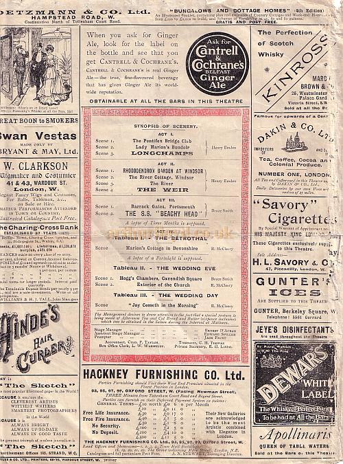 Theatre Royal, Drury Lane Programme for 'Sins of Society' 1907