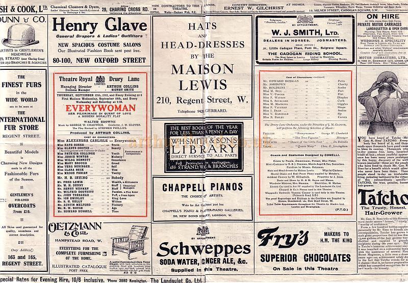 Theatre Royal, Drury Lane Centenary Programme for 'Everywoman' 1912
