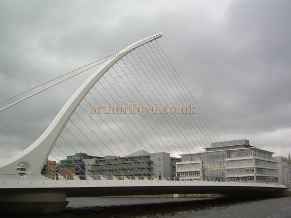 The new Samuel Beckett bridge spanning the river Liffy which gives an excellent access route from the north side of Dublin City to the new Grand Canal Theatre - Courtesy Des Kerins.