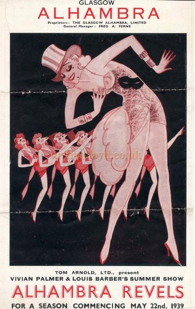 A Programme for the 'Alhambra Revels' at the Alhambra Theatre, Dundee in 1939 from the 'Glasgow to Dundee' Alhambra season - Courtesy Graeme Smith.