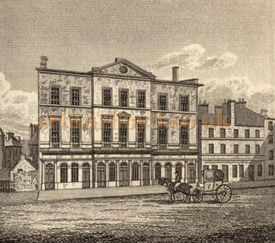 The Theatre Royal in Castle Street, Dundee from a publication of 1822 - Courtesy Graeme Smith 