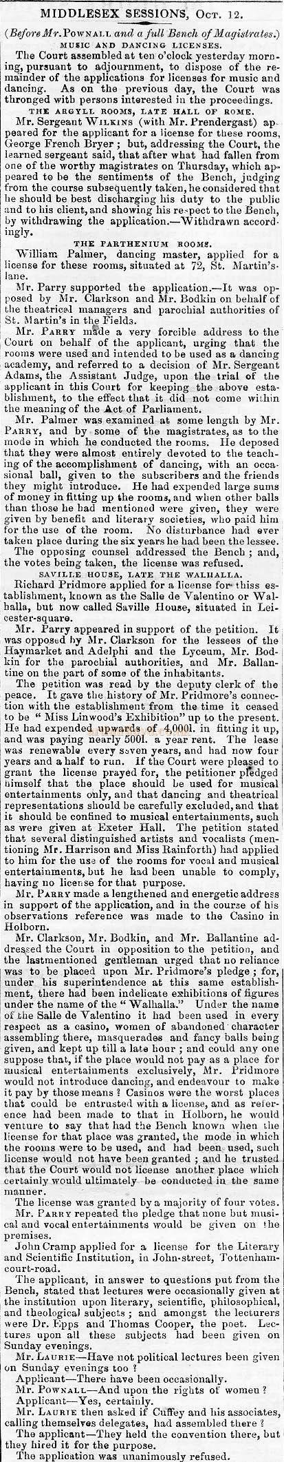 Globe newspaper cutting, dated "Saturday Evening, October 13, 1849. Courtesy Colin Charman
