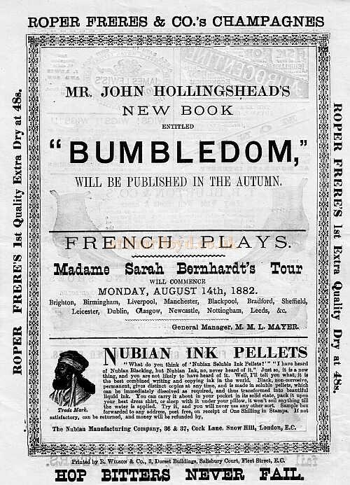 A Programme for Aladdin at the original Gaiety Theatre - 1882