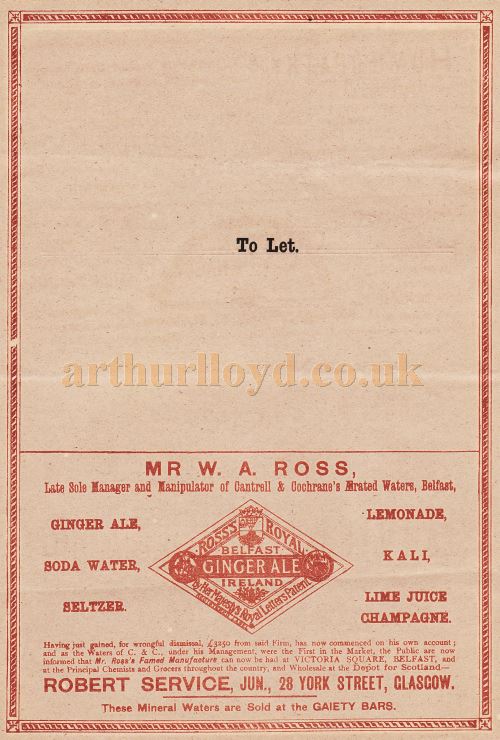 A Programme for Bernard's Glasgow Gaiety in August 1880