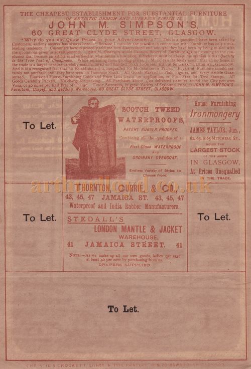 A Programme for Bernard's Glasgow Gaiety in August 1880