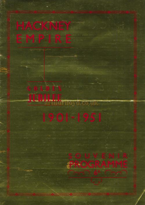 Twice Nightly Variety Programme for the Hackney Empire in the Theatre's Jubilee year of 1951