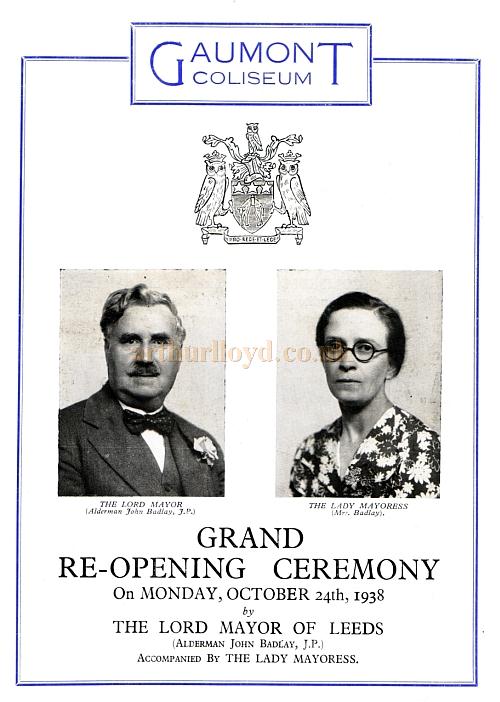 The reopening programme for the Leeds Coliseum / Gaumont Cinema in 1938 The reopening programme for the Leeds Coliseum / Gaumont Cinema in 1938