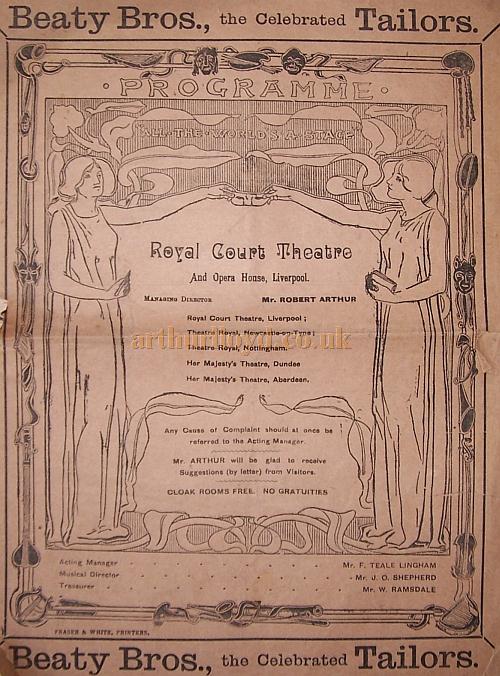 A programme for 'San Toy' at the Royal Court Theatre, Liverpool for September the 23rd 1901 - Courtesy Roy Cross