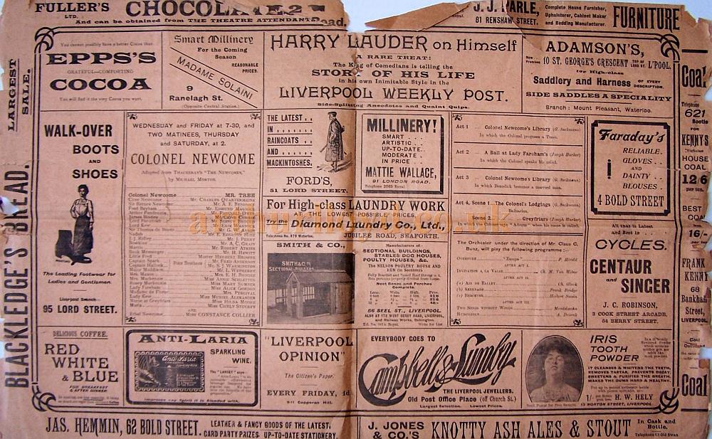 A Programme for the week of October 15th 1906 at the Shakespeare Theatre, Liverpool - Courtesy Roy Cross
