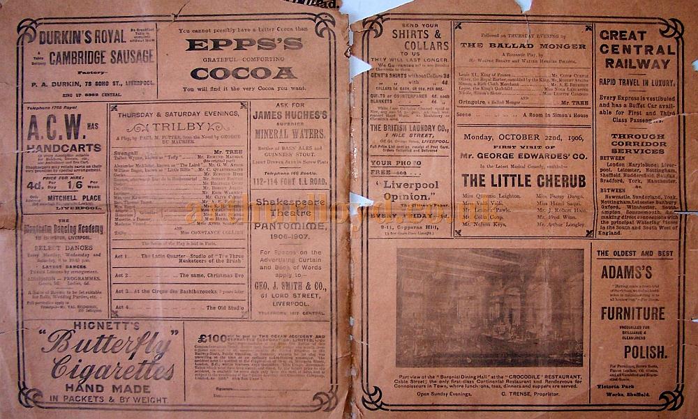 A Programme for the week of October 15th 1906 at the Shakespeare Theatre, Liverpool - Courtesy Roy Cross