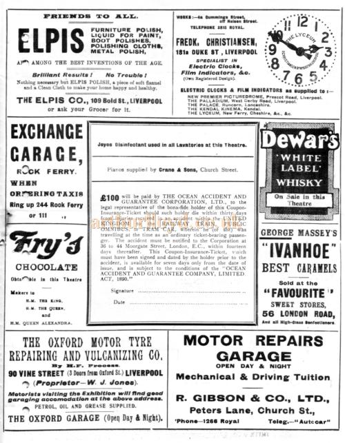 A Programme for 'A Pair of Silk Stockings' at the Shakespeare Theatre, Liverpool on October 5th 1914 - Courtesy Roy Cross