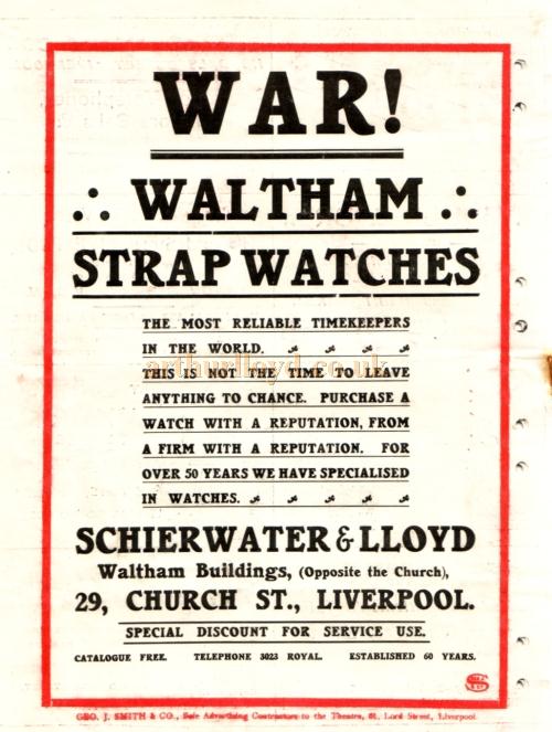A Programme for 'A Pair of Silk Stockings' at the Shakespeare Theatre, Liverpool on October 5th 1914 - Courtesy Roy Cross