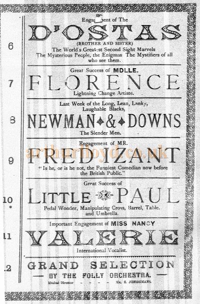 A Programme for the Folly Theatre, Manchester under the management of Laurie Somers - Courtesy Sue Green