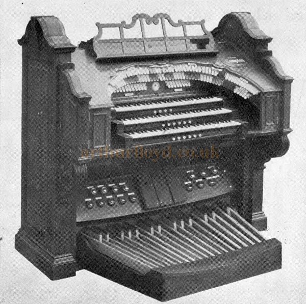 The Regal Super Cinema's Compton Organ Console - From the Opening Programme for the Theatre on the 13th of May 1931 - Kindly Scanned and sent along for inclusion on the site by Laura Jamson.