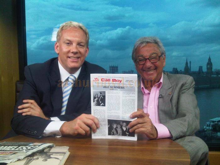 Neil Sean and Mike Winters holding up a copy of the Music Hall Magazine 'Call Boy' - Courtesy Neil Sean.