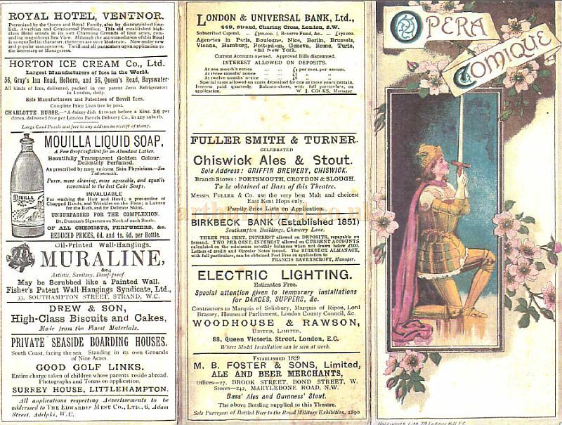 A Programme for 'Joan Of Arc' which opened at the Opera Comique on the 17th of January 1891 - Courtesy Ken Claydon. 