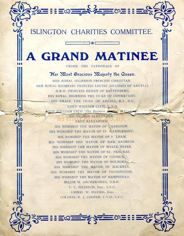 A Programme for the Oxford Music Hall, London in 1913