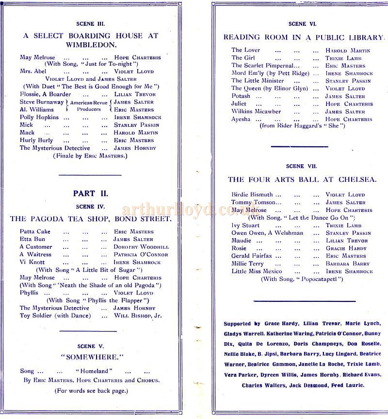 A Programme for 'Seeing Life' at The Oxford Music Hall Feb 19th 1917 - Generously donated by Mr. John Moffatt