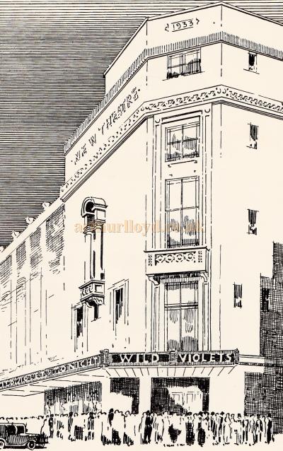 A sketch of the New Theatre, Oxford - From the Theatre's opening souvenir brochure in February 1934.