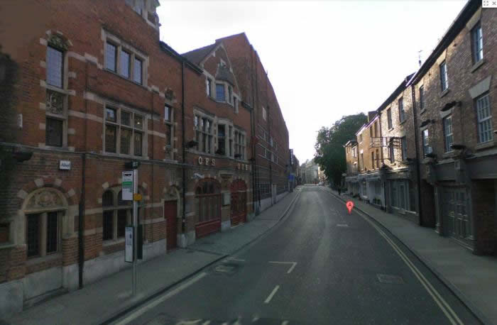 A Google Streetview image of the former OFS Studio, Oxford, now the Arts at the Old Fires Sation - Click to Interact