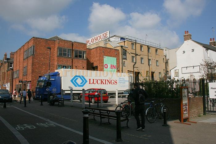 A photograph showing the rear of the Playhouse Theatre and the Burton Taylor Studio in 2010 - Courtesy Roger Fox