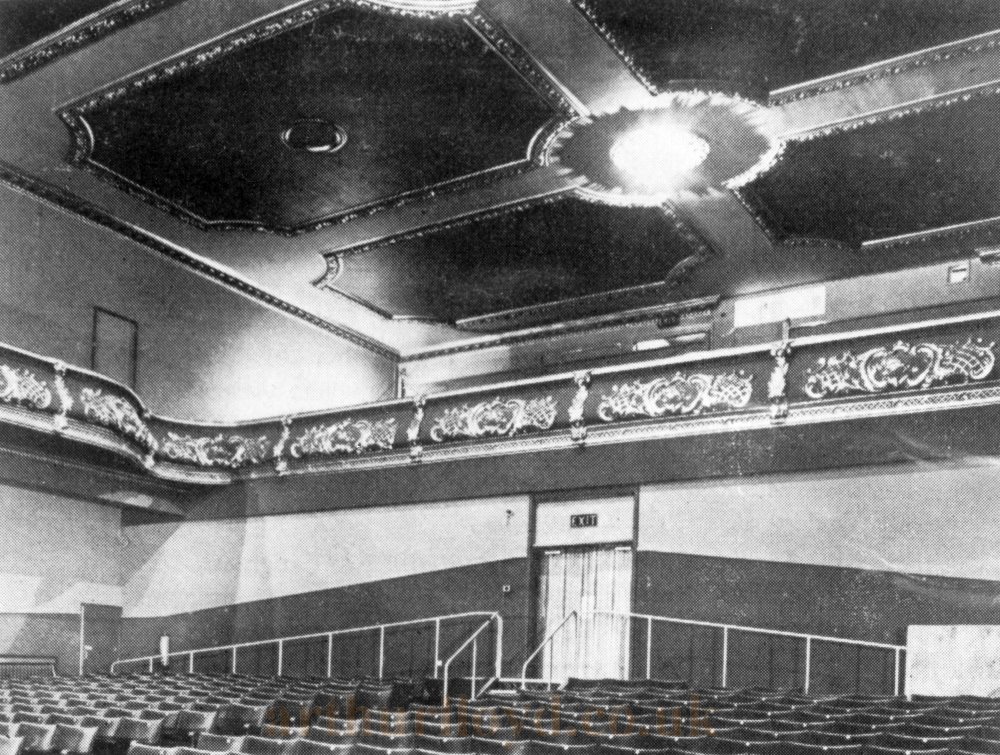 The Palace Theatre Rear Stalls prior to the 1988 refurbishment showing the original positions of the chandeliers - Courtesy David Piper. 
