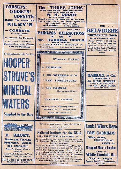 A Programme for 'Hip Hip Hooray!' at the Islington Empire in 1917