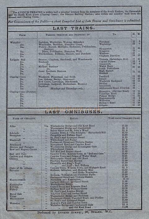 Programme for 'Madame Favart' at the Royal Avenue Theatre Circa 1880s