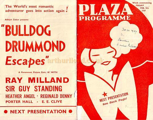 A Programme for the Plaza Theatre, London