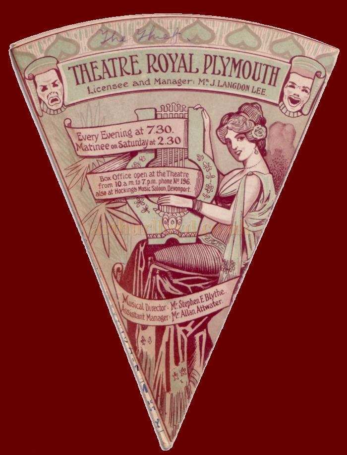 A programme in the form of a fan, for 'The Thief' at the Theatre Royal, Plymouth for the week beginning on Monday March the 21st 1910 